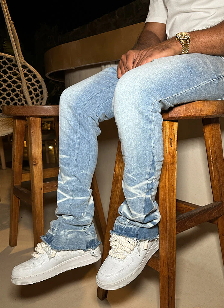 Vintage Flare Wave Jeans - Blue - Image 9