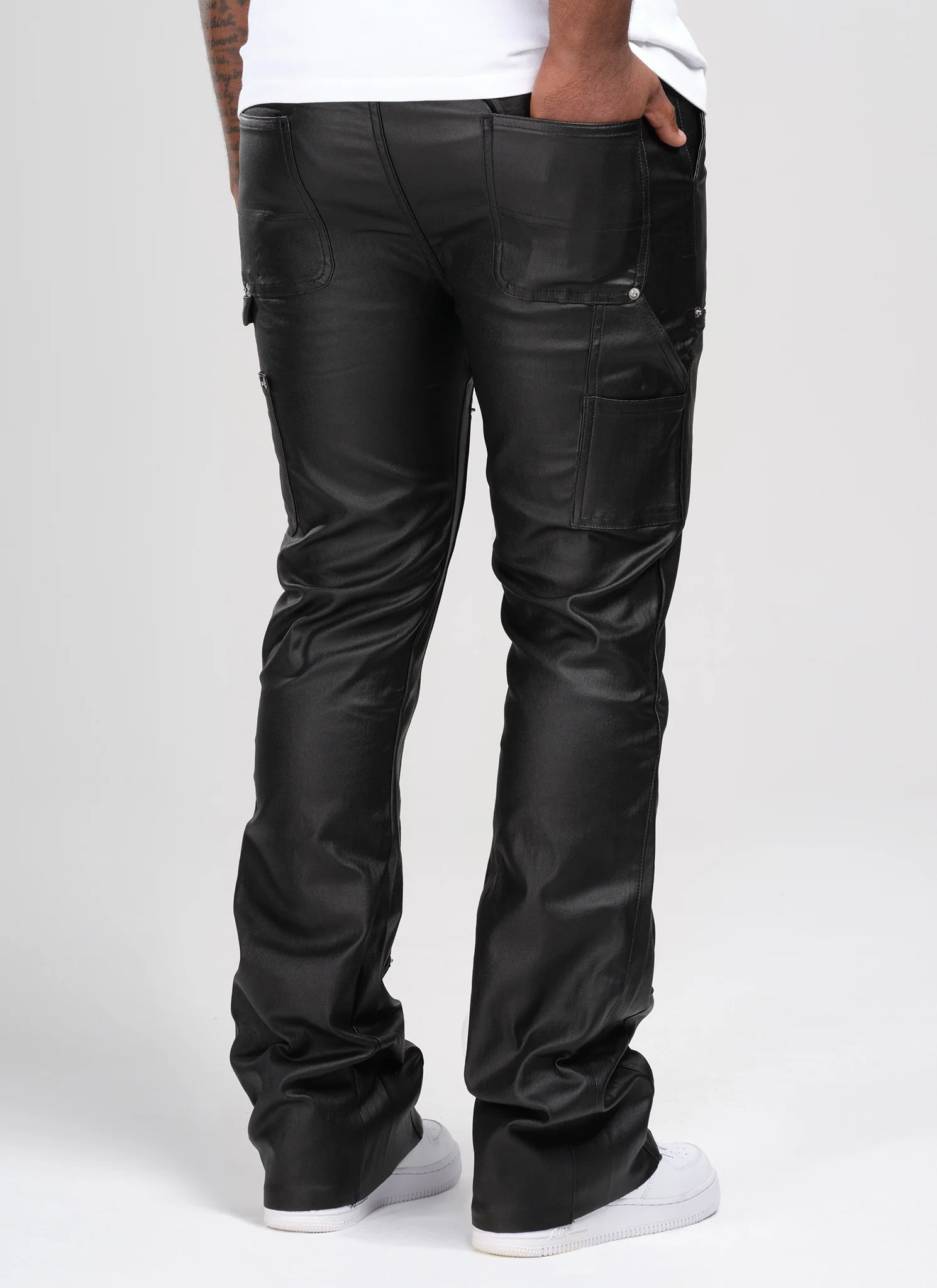 Vintage Flare Wax Carpenter Jeans - Black - Image 4
