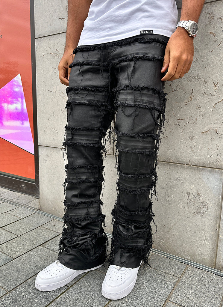 Vintage Flare Wax Thread Jeans - Black - Image 10