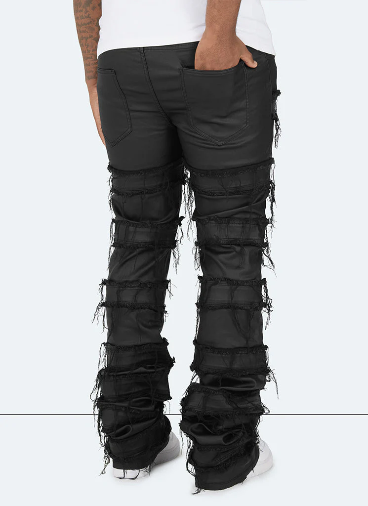 Vintage Flare Wax Thread Jeans - Black - Image 4