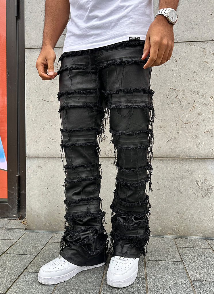 Vintage Flare Wax Thread Jeans - Black - Image 5