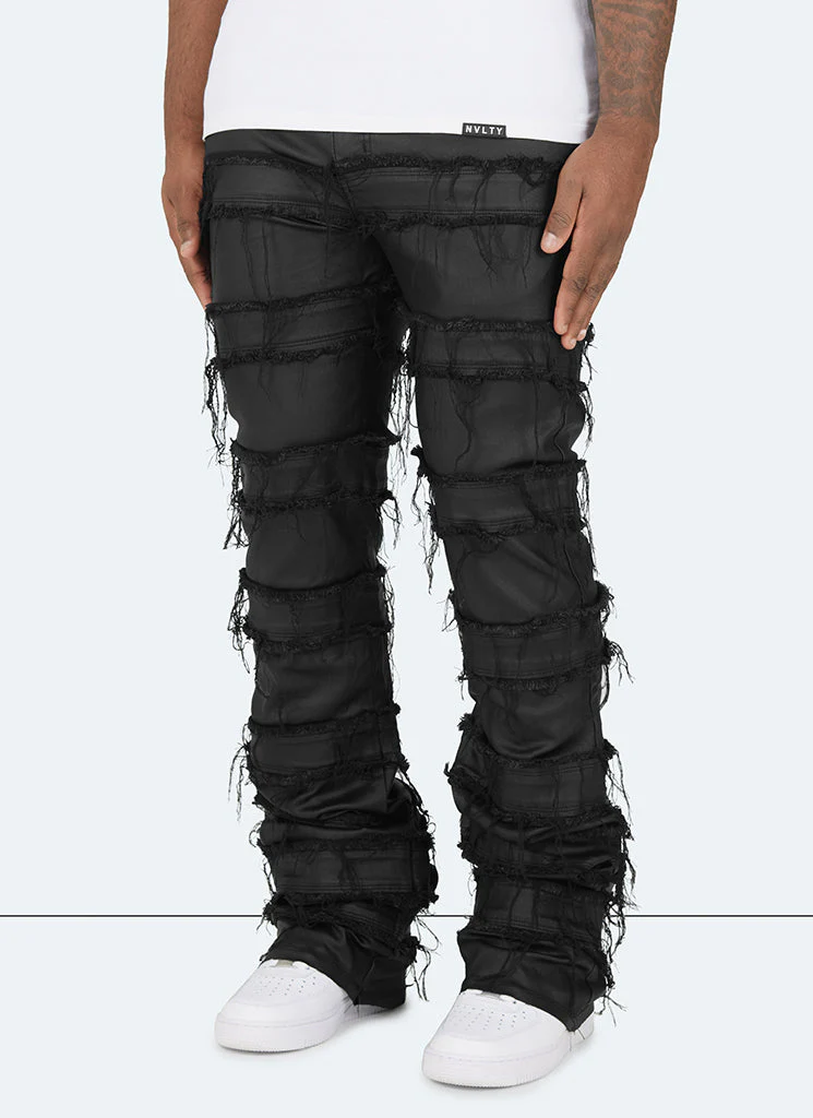 Vintage Flare Wax Thread Jeans - Black - Image 6