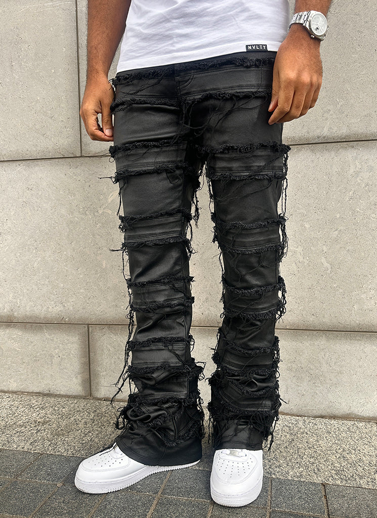 Vintage Flare Wax Thread Jeans - Black - Image 8