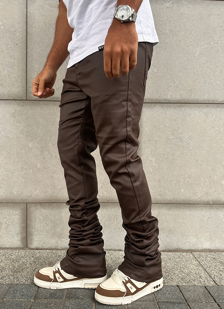 Vintage Stacked Wax Jeans - Brown - Image 10