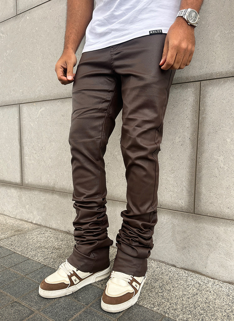 Vintage Stacked Wax Jeans - Brown - Image 3