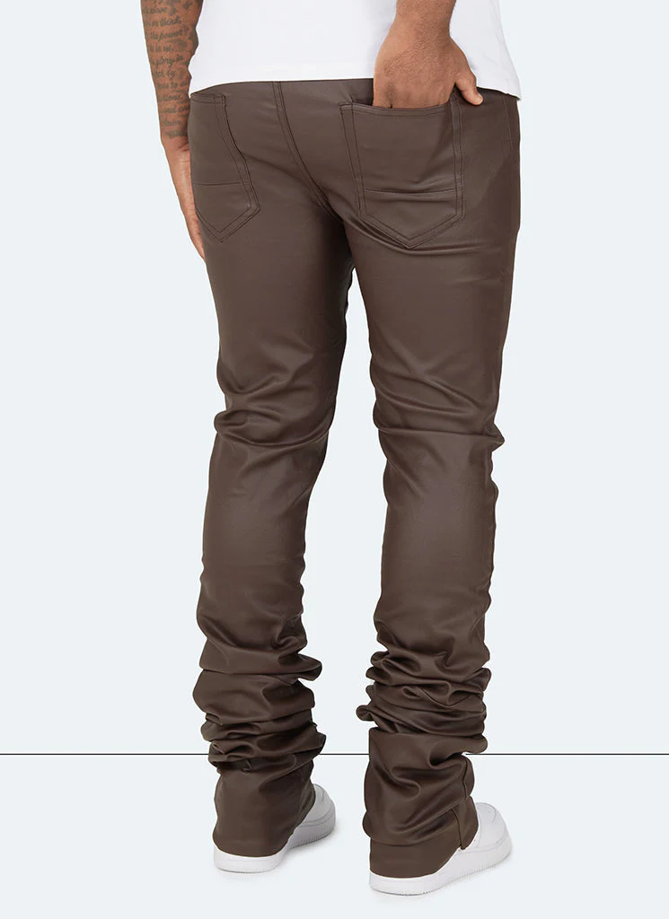 Vintage Stacked Wax Jeans - Brown - Image 4