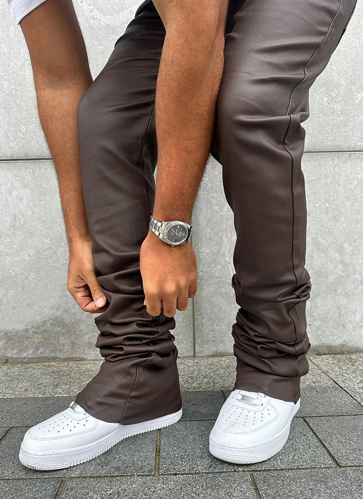 Vintage Stacked Wax Jeans - Brown - Image 5