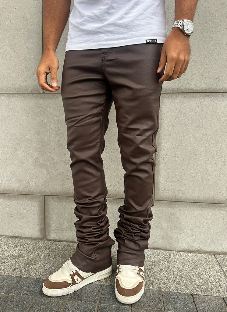 Vintage Stacked Wax Jeans - Brown - Image 6