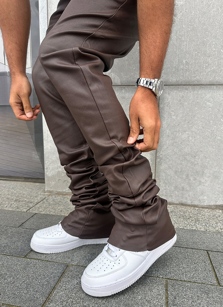 Vintage Stacked Wax Jeans - Brown - Image 7