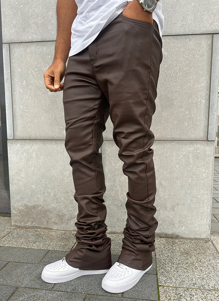 Vintage Stacked Wax Jeans - Brown - Image 9