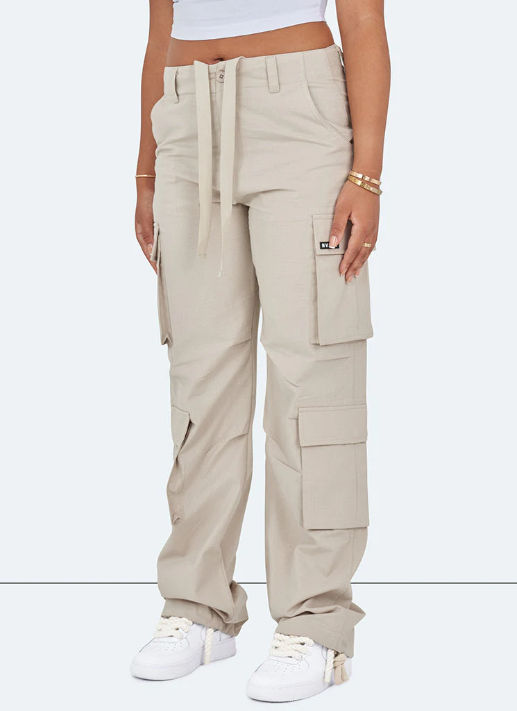 Vintage Wide Leg Cargos - Stone - Image 4